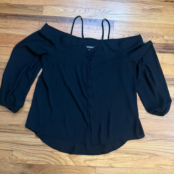 Express Tops - Express Black Off-Shoulder Blouse